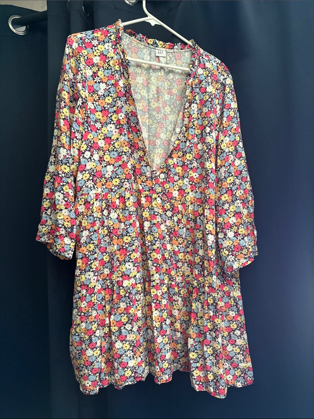 GAP Floral Midi Dress in Pink, Yellow & Blue
